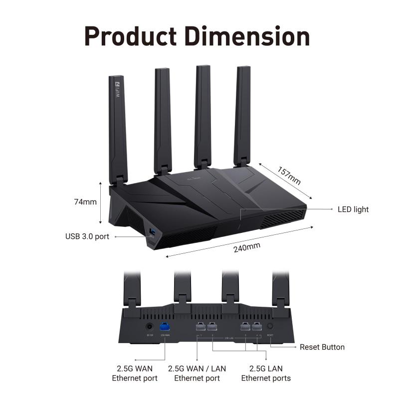 GL.iNet GL-BE9300 (Flint 3) Roteador WiFi 7 Tri-Banda, Roteador